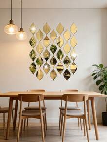 10pcs Gold Water Drop Acrylic Mirror Wall Stickers, Self-Adhesive Removable 3D Mirror Tile Decals For Living Room, Bedroom, Bathroom, Home Decor, All Season DIY Wall Art - Multicolor - View 7
