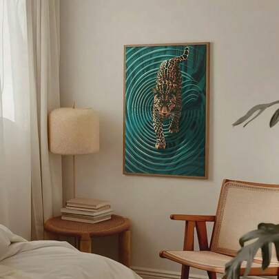 Tranh trang trí họa tiết da báo xen kẽ, phong cách nghệ thuật, minh họa động vật rừng hiện đại, trang trí động vật hoang dã, thích hợp cho văn phòng, sảnh, tường trưng bày, không khung.