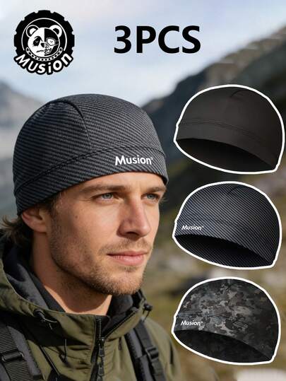 Musion 3个装骷髅头盔内衬，透气吸汗骑行运动帽，防晒户外徒步帽，速干，适合骑行和摩托车，成人款