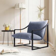 1pc/2pcs Modern Accent Chair, Metal Frame Reading Chair with Armrest and Soft Foam Cushion Decorative Chair, 280 Lbs Upholstered Sling Chairs for Living Room, Bedroom and Lounge - 1 unidad - Ver 2