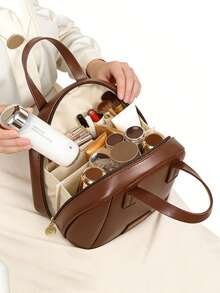 1 túi đựng mỹ phẩm vỏ PU, túi đựng đồ vệ sinh cá nhân chống thấm nước dung tích lớn, túi xách tay - Nhiều màu - Xem 6