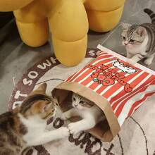 猫咪解闷自娱玩具，牛皮纸猫隧道猫窝，捉迷藏逗猫棒，适合室内猫 - 彩色 - 查看 7