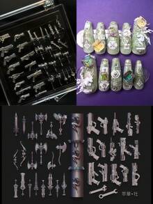 1 khuôn vẽ móng nghệ thuật hình đầu lâu, thánh giá, rắn, hoa hồng phong cách Cyberpunk, khuôn silicon trong suốt, kiểu dáng tối màu. - Trong sáng - Xem 1