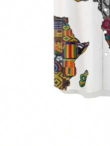 Camisa de hombre de manga corta casual de verano con estampado 3D del continente africano que simboliza la unidad, la diversidad, la herencia y el orgullo cultural - Blanco - Ver 3