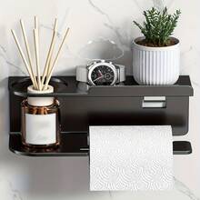 1pc Wall-Mounted Tissue Paper Holder, Can Be Used As Bathroom Fragrance Storage Rack, Multi-Function Storage Rack, Paper Roll Rack, Suitable For Kitchen And Bathroom, Bathroom Accessories - Multicolor - View 1