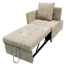 Upholstered Bed, 3-In-1 Sofa Bed, Multifunctional Sofa Bed, Linen Fabric Sofa (Adjustable Backrest), Space-Saving Sofa Bed - Beige - View 7