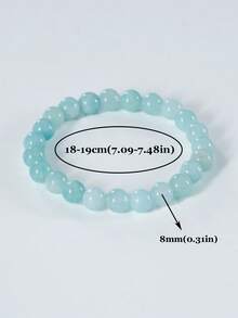 1 pieza Pulsera de piedra preciosa de Amazonita de Reiki y suerte, pulsera de cristal curativo de jade azul menta, buena suerte, valor, tranquilidad, energía positiva, joyería espiritual de meditación, regalos para mujeres y hombres - Azul menta - Ver 9