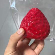Solid Snow-Topped Strawberry Squishy Toy With A Soft, Silicone-Like Feel For Stress Relief And Venting - Solid, Large Red Strawberries - View 4