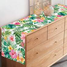 Summer Tropical Palm Leaves Flower Table Runner Holiday Party Decor Reusable Farmhouse Kitchen Dining Table Runner Wedding Decorations - Multicolor - View 8