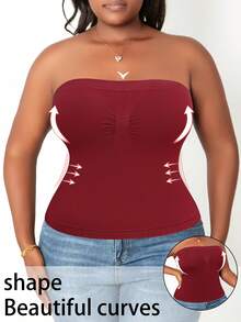 Plus Size Women's Slim Fit Body Shaping Bra, Comfortable And Breathable Bandeau Bra - 紅色 - 查看 3