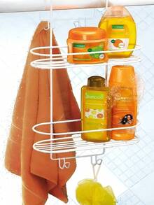Double Shower Stall Support,  Shampoo Holder With Hooks – No Drilling Required - A - Visa 2