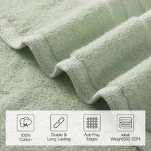 Green Towel Set Of 8 - Cotton Luxury Bath Towels Set Bathroom, 600 GSM Highly Absorbent Bathroom Towel With 2 Large Bath Sheet, 2 Hand, 4 Washcloths, Green Shower Towels Dorm - 綠色 - 查看 7