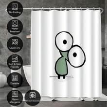 1pc Geometric Line Art Spring Style Shower Curtain, Colorful Geometric Modern Style Bathroom Decor, Painting-Like Modern Design, Unique Home Gift, Gift For Friends - Multicolor - View 2