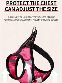 Reflective Pet Harness And Leash Set, Suitable For Cats And Dogs, Escape-Proof Adjustable Small Dog Harness, Soft Mesh Material, All-Season Use - Hot Pink - View 7