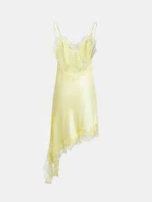 DEEKA Summer New Arrival Women's Dress, European And American Fashion Minimalist Sexy Asymmetric Lace Dress Elegant - Yellow - View 6