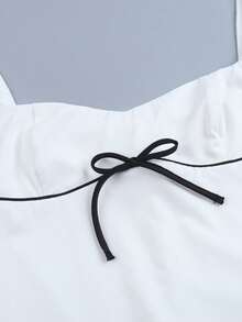 French Style Sleeveless Mini Dress Slim Fit With Chic Bow Detail Elegant Outfit - 黑色 - 查看 7