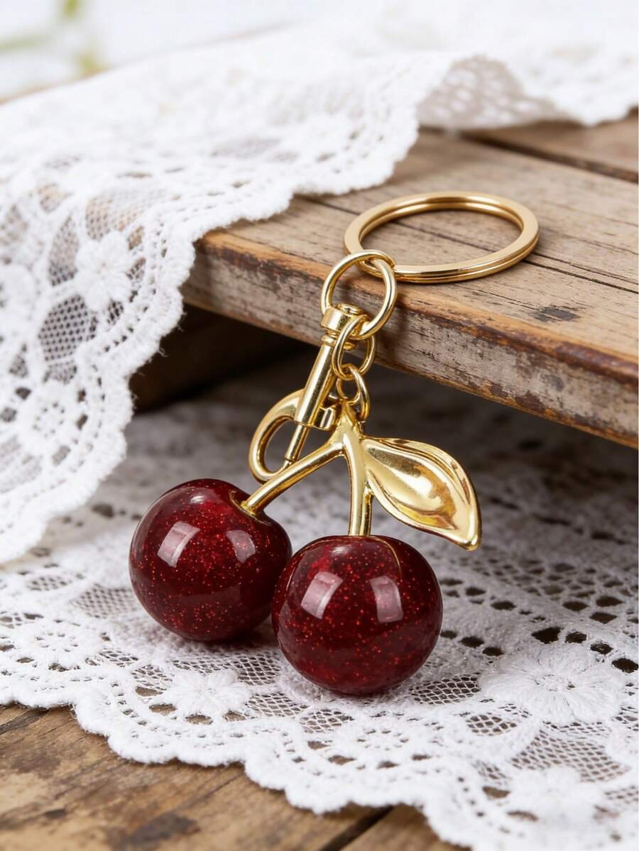1pc Cute Cherry Shaped Aluminum Alloy Buckle, Suitable For All Seasons - Multicolor - View 1