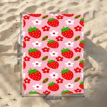 1 Stück Erdbeere & Weiße Blumen Strandtuch, extra großes Mikrofaser Strandtuch, super saugfähig, geeignet für Reisen, Schwimmbad, Tauchen, Surfen, Yoga, Camping, in verschiedenen Größen erhältlich, Strandaccessoires - Erdbeere - Übersicht 13