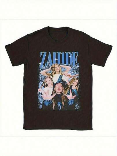 Allseason Apparel Retro Zahide Bootleg Merch Unisex T-Shirt - 100% Cotton, Bold Geometric & Portrait Graphic Print, Relaxed Fit Short Sleeve Crew Neck Casual Streetwear T-Shirt For Men & Women, Vintage Style All-Season Comfort, Lightweight Clothing, Urban Fashion, T Chemise, Tshirt Homme