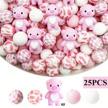 25/34/43/52pcs 3D Pig, Cow, Duck Silicone Bead Set - Cute Animal Shaped Beads - Suitable For DIY Keychain, Necklace, Bracelet, Pen Decoration, Jewelry And Pendant Crafts - Great For Holiday And Birthday Gifts - Pigs, Cows, and Ducks - View 26