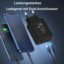 45W USB-C 充电器，USB-C PD+QC 双端口快充适配器，兼容 17/16/15 Pro Max、Galaxy S25 Ultra/S24/S23/S22 - 查看 5