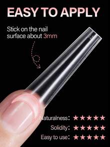 AILLSA 240pcs Elongated Coffin Boxed Acrylic Nail Tips , 12 Sizes Frosted Acrylic False Nail , Suitable For Nail Salons And DIY Nail Art Press On Nails Or Nail Supplies - Clear - View 6