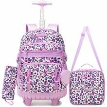 3pcs/Set Girls' Rolling Backpack Set, Including Handbag, Crossbody Bag And Pencil Case, Suitable For Elementary School Students - Children's Rolling Bags - View 7