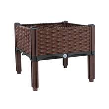 1-4 Piece Combination: Elevated Plastic Planting Box With Vine-Weave Texture. Suitable For Stacking On Balconies Or Patios For Growing Vegetables And Flowers. - 1pcs - View 1