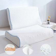 lmohada Para Columna Cervical 55X35CM, Memoria De Almohadas De Cama 1 Pack Estándar,Almohada ergonómica con forma de mariposa para relajación de cuello y hombros, almohada de espuma viscoelástica para relajación del cuello, Almohada Ergonómica Cómoda De Espuma Con Memoria Para El Hogar,suministros de ropa de cama.Diseño de Cierre y Lavable. - Blanco - Ver 1