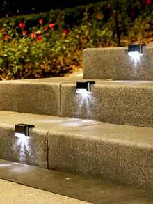 Luces solares para valla y escaleras, luces LED de ambiente nocturno, fácil instalación, adecuadas para vallas, escaleras, senderos, patios y jardines, hoteles, decoración de iluminación paisajística - Talla única para todos - Ver 5