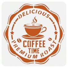 FINGERINSPIRE - Plantilla de pintura para café 11.8 x 11.8 pulgadas plantilla de café huecado y hora de café con palabras grandes deliciosa plantilla de asado premium plantilla de temática diaria - Sello de caf - Ver 8