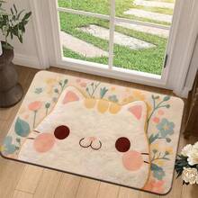 1pc Cute Pink Cat Design Doormat, Soft & Comfortable, Easy To Clean, Suitable For Bathroom, Entryway, Living Room, Bedroom Daily Use, Gift, Bathroom Mat | Playful Cat Design | Soft Texture Mat, Cat Decor, Small Area Rug, Entrance Rug - Multicolor - View 1