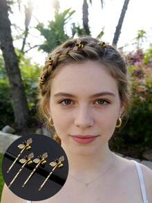 4 件装女士树脂海星贝壳仿珍珠装饰发夹，简约优雅侧刘海发夹，甜美可爱浪漫百搭发饰，适合日常使用、海滩旅行 - 查看 8