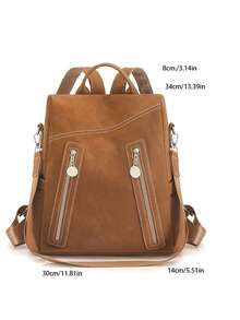 Women's Fashion Anti-Theft Backpack, Suitable For Travel, School, And Laptop - Brown - View 9