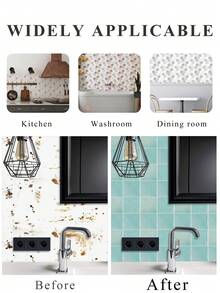 WoStick 4/10/20 张 9 英寸 x 9 英寸厨房防溅板自粘贴纸，浴室防水方形瓷砖贴纸 - 薄荷奶油绿 - 海鹽方糖 - 查看 11