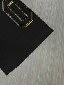 Minimalist American Style Black & Gold #07 Printed Set, Men's Casual Daily Wear Short Sleeve T-Shirt And Shorts Combination - Multicolor - View 5