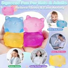 1Pack Malt Sugar Cute Cat Squishy Ball, Gummy Cat Toy - Sticky Stress Relief Toy,Taba Squishy,Travel Portable Fidget Squeeze Toys,Perfect For All Ages, Gift Box Filler, Birthday Gift, Classroom Reward Treasure Box Toys, Christmas Stocking Stuffers, Gifts For Boys Girls, Cute Children Party Favors - Random Color - màu ngẫu nhiên - Xem 3