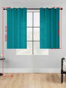 1 buah Tirai Tipis, Melembutkan Pencahayaan, Berlubang, Bagian Atas dengan Lubang Pengait, Semi-Transparan, Dapur, Cocok Untuk Rumah Atau Kantor, Kamar Tidur, Balkon, Ruang Tamu, Warna Polos, Produk Baru, Minimalis, Rustik - Hijau - View 32