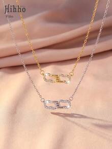 Hihho 1pc Chic Paper Clip Design With Sparkling Zirconia, Exquisite High-End Accent Piece - Paper Clip - View 5