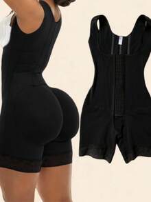 Women's One-Piece Shapewear - Body Contouring Workout & Formal Attire, Front Zipper Closure, Brown/, Posture Correction & Figure Enhancement, Non-Padded For Natural Curves, Seamless Undergarment, Sleek Bodysuit Design, Smooth Fabric, Waist Trainer, Casual Attire - 黑色 - 查看 2