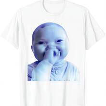 Funny T-Shirt With Smiling AI Baby Meme - White - View 1