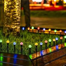 Conjunto de 1 Cordão de Luzes Solares para Exterior, com 8 Modos de Iluminação, Mini Lâmpadas Globo para Caminho, Alimentado por Energia Solar, Ideal para Decoração de Jardim, Passarela, Pátio, Paisagismo, Gramado, Quintal, Festas, Casamentos e Eventos Decorativos. - Luzes solares - Ver 7