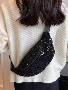 欧美嘻哈金属亮片斜挎包，女士百搭，超流行，单肩包，网络爆款腰包 - 彩色 - 查看 7