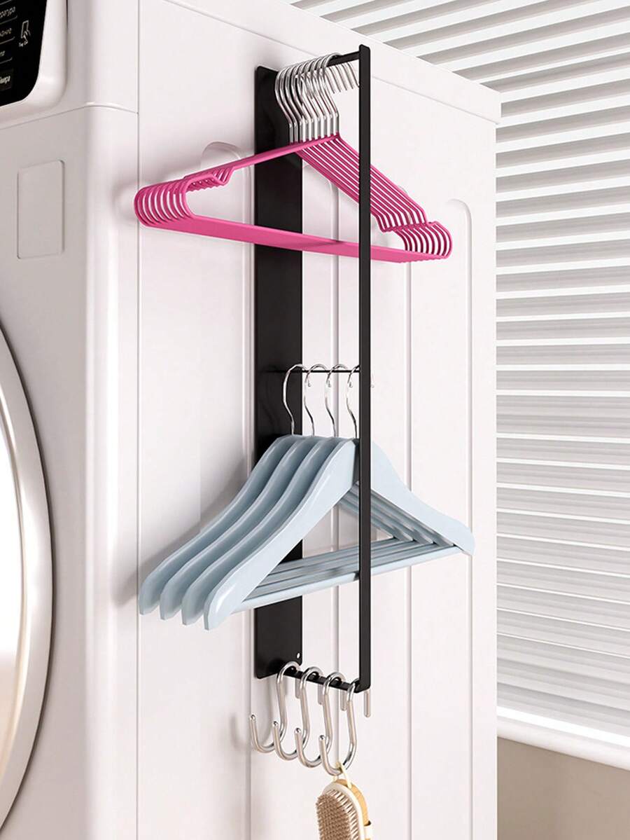 1pc Magnetic Washing Machine Side Mounted Wall Hanging Clothes Rack, Bathroom Garment Hanger, Storage & Organization - Multicolor - View 1