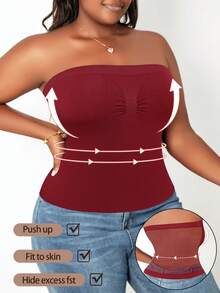 Plus Size Women's Slim Fit Body Shaping Bra, Comfortable And Breathable Bandeau Bra - 紅色 - 查看 4