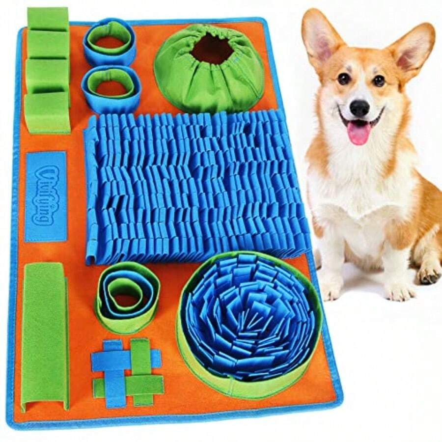 QILP Snuffle  For D Interactive Dog Puzzle Toy For Bored And Mental Stimn Enricent Feeding Game Sn  Helps Ow Eating And Keep Bu - Xanh lam Xanh lục Cam - Xem 1