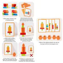 Juego de equilibrio y apilamiento de bloques de construcción de pingüinos para desarrollar el pensamiento lógico, juguete educativo interactivo para padres e hijos - Multicolor - Ver 3