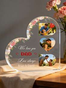 Customized Heart-Shaped Acrylic Decorative Item, Can Customize Photo Decorations To Capture Precious Moments With Parents, Personalized Decorative Item For Parents, Memorial Plaque For Mother's Day And Father's Day - Multicolor - View 8