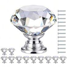 12pcs Crystal Glass Cabinet/Drawer/Wardrobe 1.18" Small Zinc Alloy Knob Handles, Furniture Hardware Accessories - Multicolor - View 2
