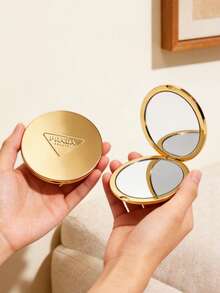 Prada Elegant Metal Round Compact Mirror - Gold - View 7